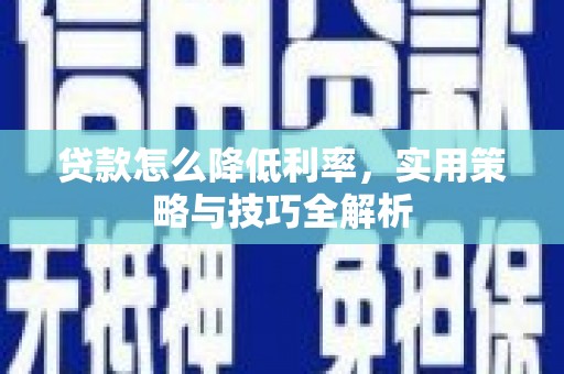 新龙贷款怎么降低利率，实用策略与技巧全解析