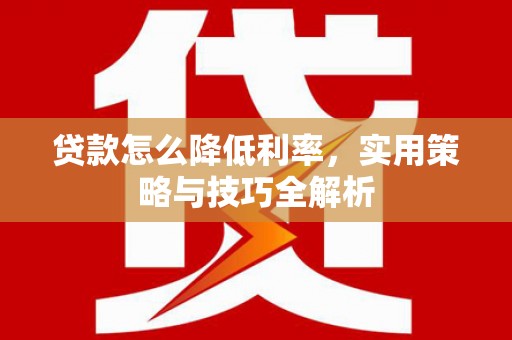新龙贷款怎么降低利率，实用策略与技巧全解析